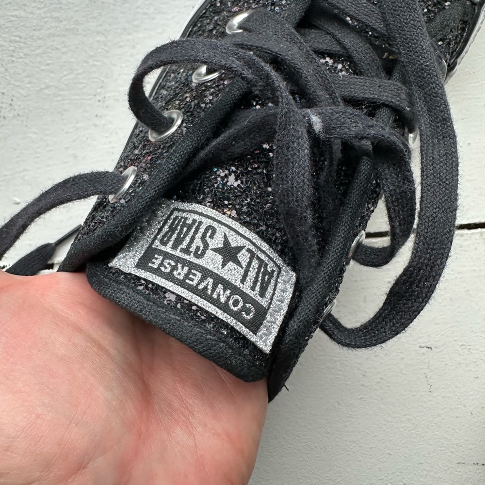 Converse Chuck Taylor All Star Low Black Glitter Sneakers Womens Size 5.5 - Picture 6 of 7